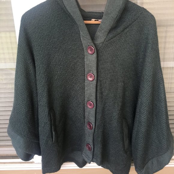 Green Hooded Button Up Cardigan size S/M - Picture 1 of 2